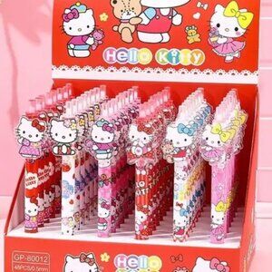 6 pcs Hello Kitty Acrylic Charm Gel Pen Set of 6, black ink Sanrio